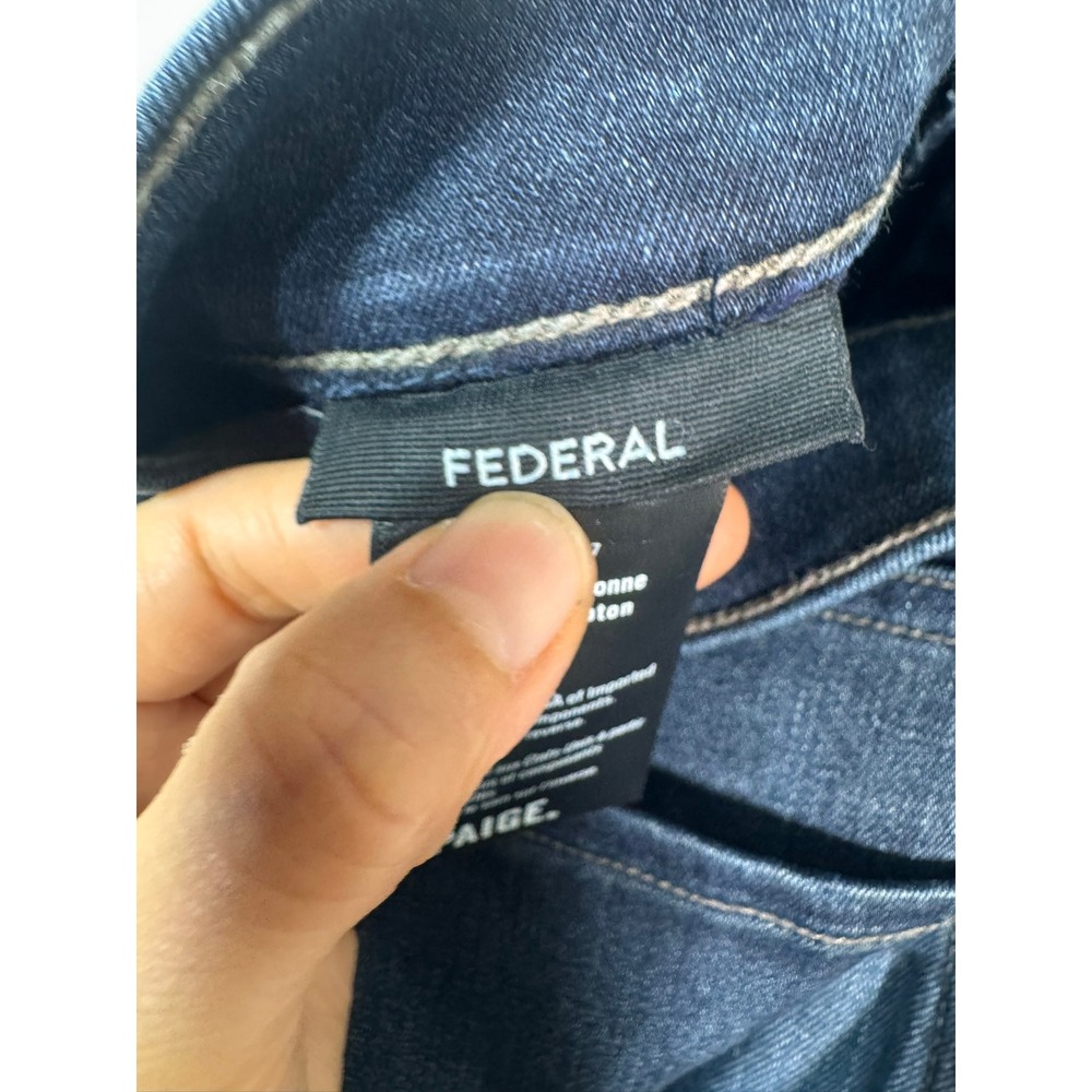 Paige Women Federal Slim Straight Leg Dark Wash Blue Denim Jeans Sz 34 Ultrasoft - Picture 10 of 12
